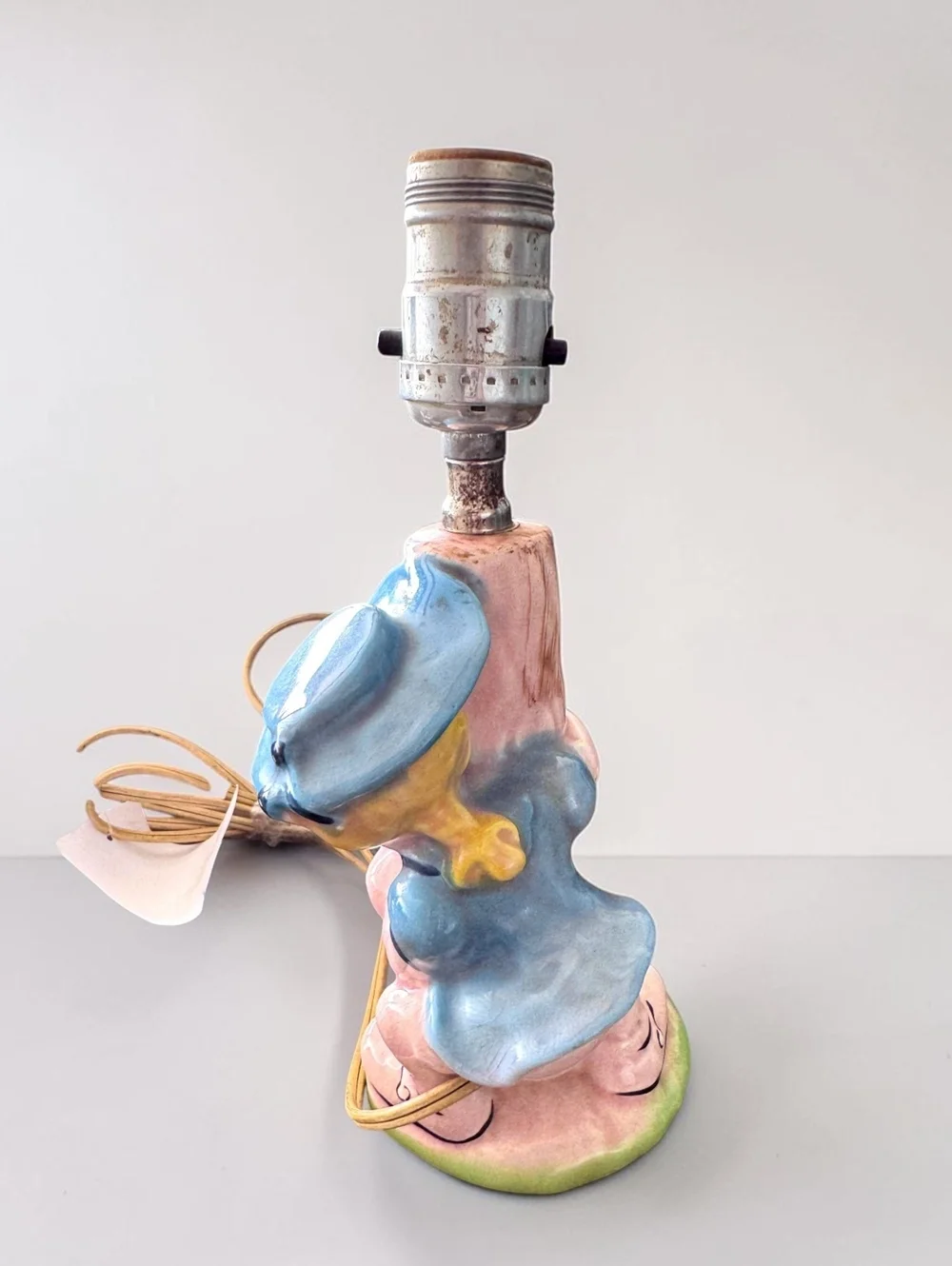 Vintage Ceramic Figural Lamp Base with Boy by Tree